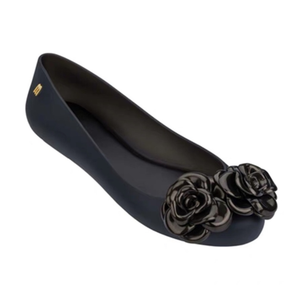 MELISSA Space Love Flower Flats Slip-on Black sz 9